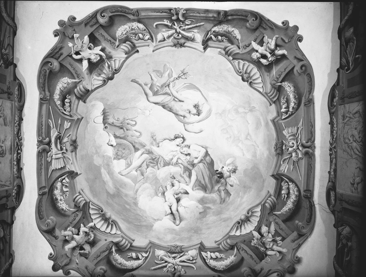 Mercurio e Venere, ratto di Orizia, diluvio di Deucalione, Medusa, caduta di Fetonte, caduta dei giganti, Gloria del Beato Nicolò Albergati - Bologna